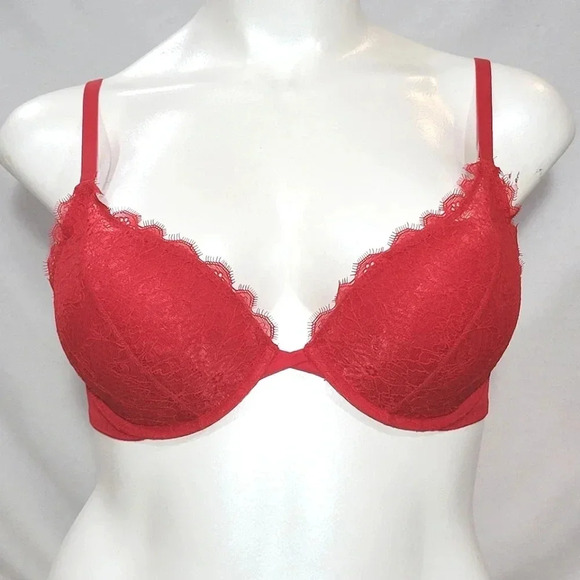 34C Gilligan & O'Malley Women's High Apex Push Up Underwire Bra Red Pop - Picture 2 of 10
